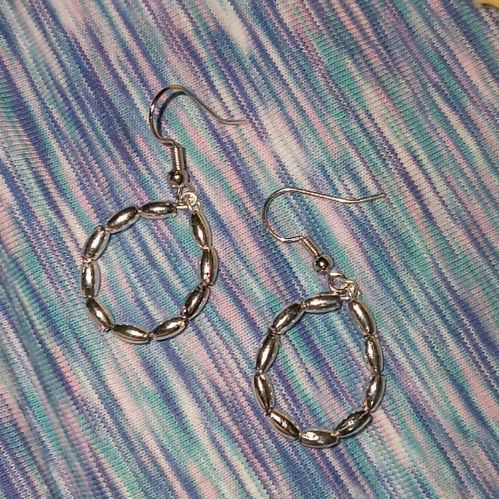 Hand Crafted silver hoop Earrings boho essential New